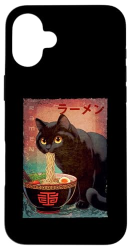 Hülle für iPhone 16 Plus Kawaii Katze Ramen Nudel Anime Japanisch Niedlich Ästhetisch von Japanese Ramen Bowl Cat Eating Noodles Kawaii