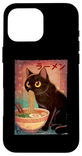 Hülle für iPhone 16 Pro Max Kawaii Katze Ramen Nudel Anime Japanisch Niedlich Ästhetisch von Japanese Ramen Bowl Cat Eating Noodles Kawaii