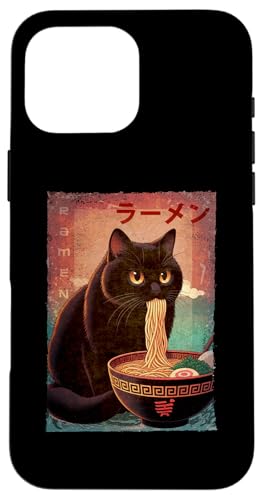 Hülle für iPhone 16 Pro Max Kawaii Katze Ramen Nudel Anime Japanisch Niedlich Ästhetisch von Japanese Ramen Bowl Cat Eating Noodles Kawaii