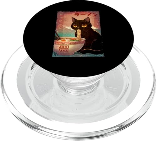 Kawaii Katze Ramen Nudel Anime Japanisch Niedlich Ästhetisch PopSockets PopGrip für MagSafe von Japanese Ramen Bowl Cat Eating Noodles Kawaii