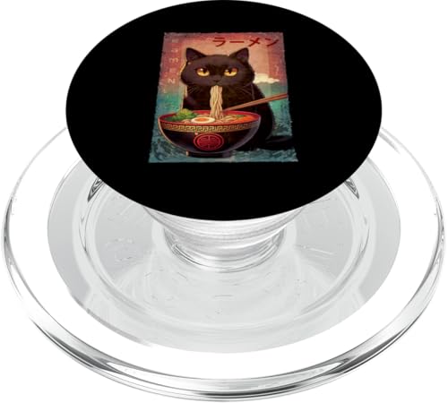 Kawaii Katze Ramen Nudel Anime Japanisch Niedlich Ästhetisch PopSockets PopGrip für MagSafe von Japanese Ramen Bowl Cat Eating Noodles Kawaii