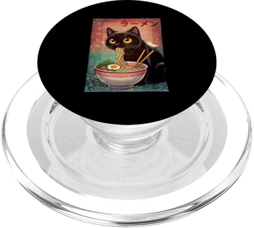 Kawaii Katze Ramen Nudel Anime Japanisch Niedlich Ästhetisch PopSockets PopGrip für MagSafe von Japanese Ramen Bowl Cat Eating Noodles Kawaii