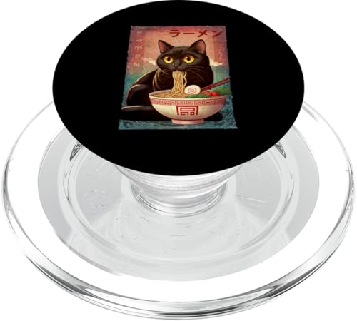 Kawaii Katze Ramen Nudel Anime Japanisch Niedlich Ästhetisch PopSockets PopGrip für MagSafe von Japanese Ramen Bowl Cat Eating Noodles Kawaii