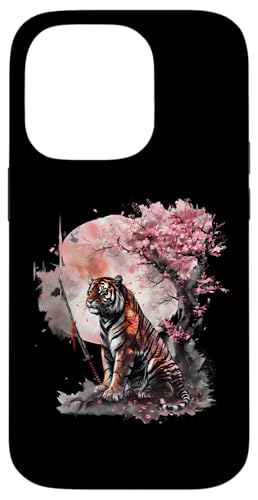 Hülle für iPhone 14 Pro Samurai Tiger Floral Sakura Ninja Tiger Japanischer Krieger von Japanese Samurai Warrior Animals