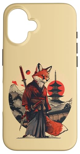 Hülle für iPhone 16 Samurai Fox Pagode Japanischer Samurai Fox Japanischer Krieger von Japanese Samurai Warrior Animals