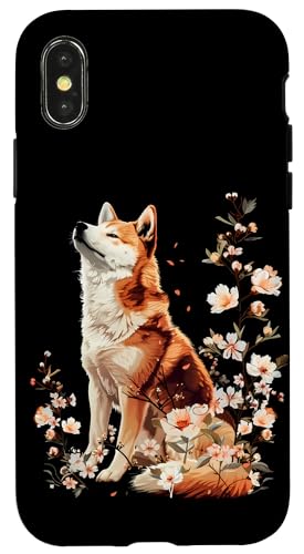 Hülle für iPhone X/XS Samurai-Akita-Hund Sakura Japanischer Akita-Hundeliebhaber, Anime von Japanese Samurai Warrior Animals