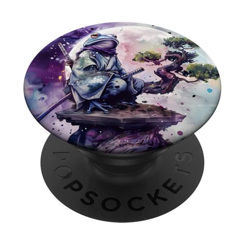 Samurai Frosch Kunstwerk Japanischer Samurai Frosch Anime Aquarell PopSockets Klebender PopGrip von Japanese Samurai Warrior Animals