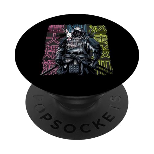 Japanische Streetwear im Anime-Stil mit Samurai-Hase PopSockets Klebender PopGrip von Japanese Samurai Warrior Designs