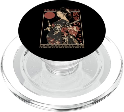 Samurai Warrior Süßes Mädchen Japanische Ukiyoe Samurai Streetwear PopSockets PopGrip für MagSafe von Japanese Ukiyo-e Samurai Warriors