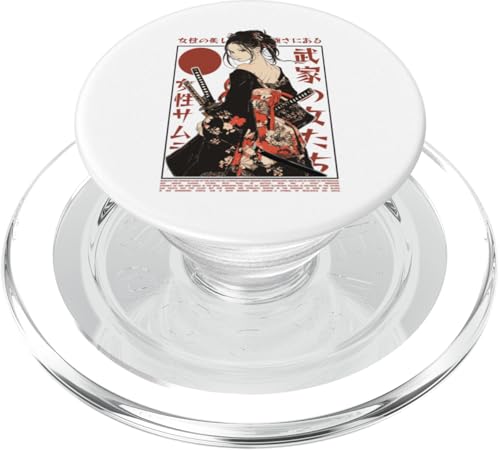 Samurai Warrior Süßes Mädchen Japanische Ukiyoe Samurai Streetwear PopSockets PopGrip für MagSafe von Japanese Ukiyo-e Samurai Warriors