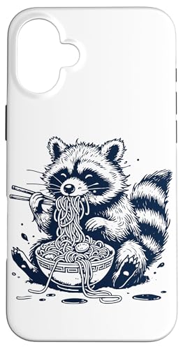 Hülle für iPhone 16 Plus Waschbär isst Ramen Nudeln Retro Streetwear Kawaii Japan von Japanese ramen Outfit streetwear unique design