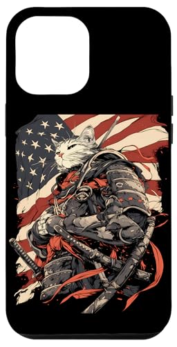 Hülle für iPhone 14 Pro Max Katze Samurai amerikanische Flagge Samurai Katze von Japanische Samurai Katze Geschenk Katana Schwert