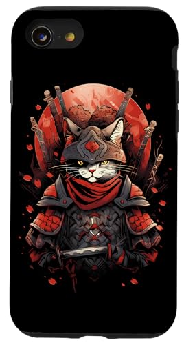 Hülle für iPhone SE (2020) / 7 / 8 Ninja Samurai Katze Samurai Kunst Ukiyo-e von Japanische Samurai Katze Geschenk Katana Schwert