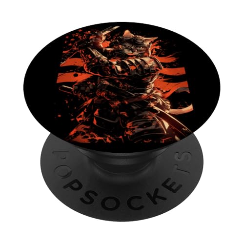 Katze Samurai amerikanische Flagge Samurai Katze PopSockets mit austauschbarem PopGrip von Japanische Samurai Katze Geschenk Katana Schwert