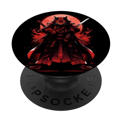 Ninja Samurai Katze Samurai Kunst Ukiyo-e PopSockets mit austauschbarem PopGrip von Japanische Samurai Katze Geschenk Katana Schwert