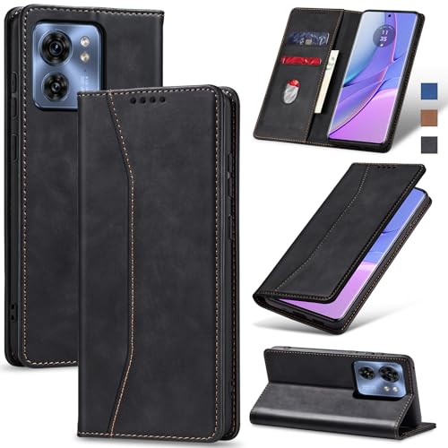 Jasonyu Handyhülle für Motorola Edge 40 Hülle Leder Flip Klappbare Stoßfeste Magnetische [Premium PU Leder] [Standfunktion] [Kartenfächern] Schutzhülle Klapphülle für Motorola Edge 40 (Schwarz) von Jasonyu