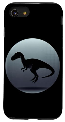 Hülle für iPhone SE (2020) / 7 / 8 Eine geheimnisvolle Dinosaurier-Silhouette vor einem dunklen Farbverlauf von Javier Francisco