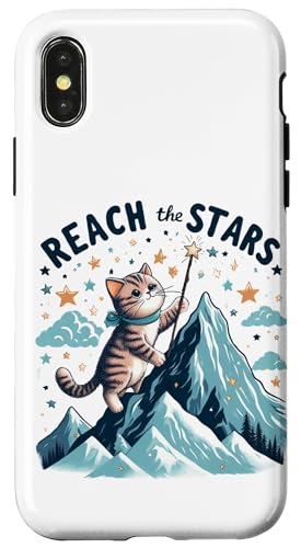 Hülle für iPhone X/XS Katzen-Design, Reach the Stars von Javier Francisco