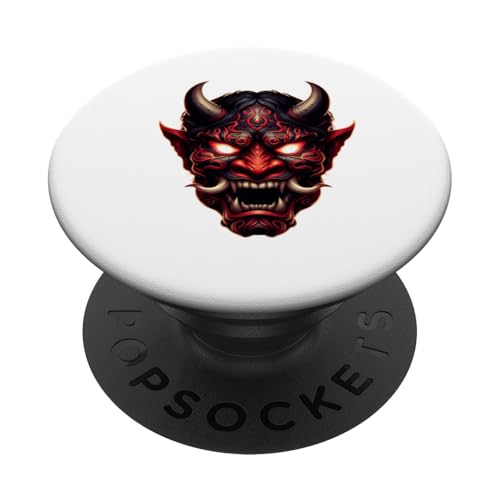 Maske Japanese Red Horror PopSockets Klebender PopGrip von Javier Francisco