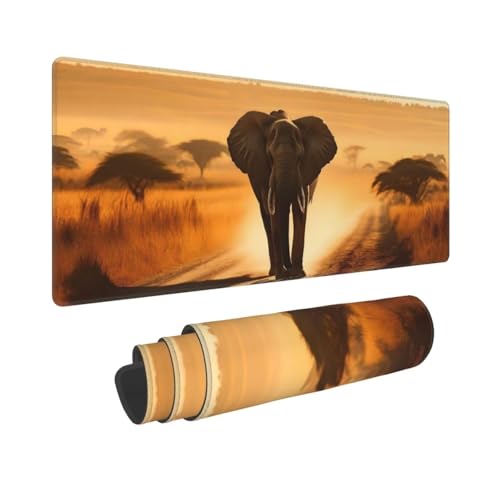 Gaming Mauspad XXL Elefant 900x400x3 mm Schreibtischunterlage, Multifunktionales Office Große Mousepad Laptop Schreibunterlage, rutschfeste Gummi Mäusepads, Tisch-Schutz Unterlage für Büro B-518 von Jaxiaco