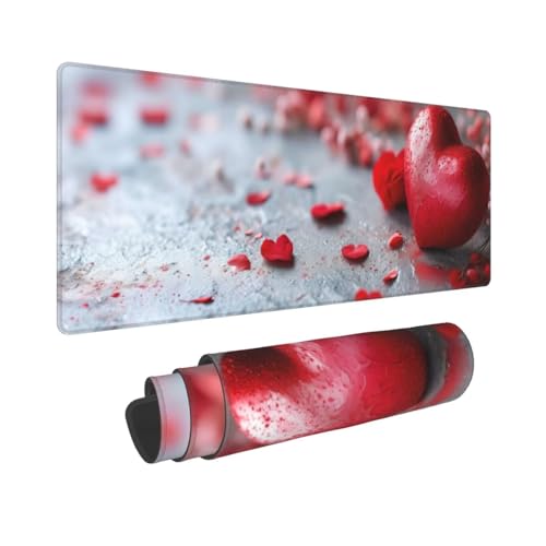 Gaming Mauspad XXL Roter Valentinstag 900x300x3 mm Schreibtischunterlage, Multifunktionales Office Mousepad Laptop Schreibunterlage, Rutschfeste Gummi Mäusepads, Tisch-Schutz Unterlage für Büro B-649 von Jaxiaco