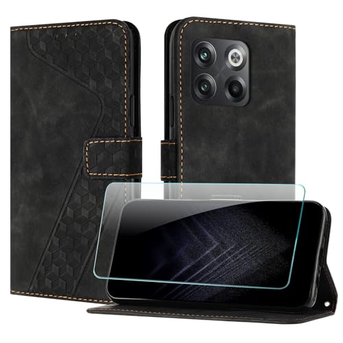 JayModCase Handyhülle für OnePlus 10T 5G mit Schutzfolie, Flip Wallet PU Leder OnePlus 10T 5G hülle [Kartenfach] [Magnet] [Ständer] 360 Stoßfeste Schutzhülle - Schwarz von JayModCase