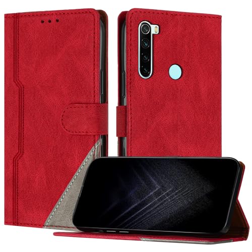JayModCase Handyhülle für Xiaomi Redmi Note 8T, PU-Leder Kartenschlitze Brieftasche mit magnetisch | Klappetui | Standfunktion | Stoßfeste Hülle für Redmi Note 8T (Rot) von JayModCase