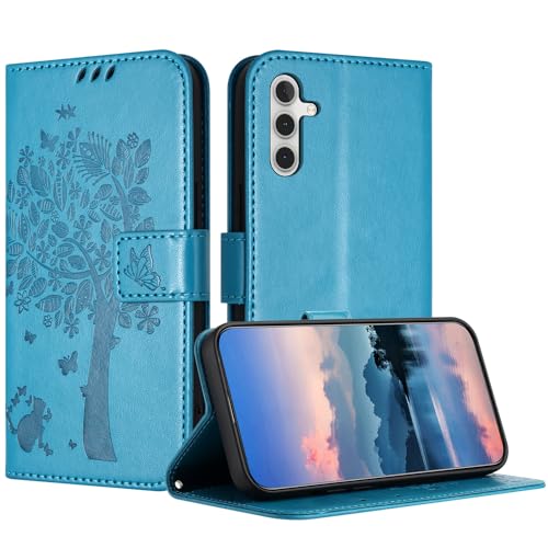 JayModCase Hülle für Samsung Galaxy M15 5G, Leder Klapphülle Schutzhülle mit [Kartenfach] [Standfunktion] [Magnetverschluss] Handyhülle Kompatibel mit Samsung M15 5G - Blau von JayModCase