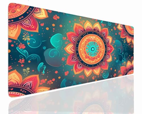 Gaming Mauspad XXL, Mousepad XXL 1200x700x4mm, Mouse Pad Wassxerdicht Anti-Rutsch Mauspad Groß Vernähte Kanten Mauspads Verbessert Präzision und Geschwindigkei Schreibtischunterlage Mandala J-615 von Jdozfo