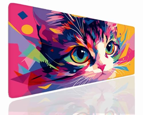 Gaming Mauspad XXL, Mousepad XXL 1400x700x4mm, Mouse Pad Wassxerdicht Anti-Rutsch Mauspad Groß Vernähte Kanten Mauspads Verbessert Präzision und Geschwindigkei Schreibtischunterlage Cat J-149 von Jdozfo