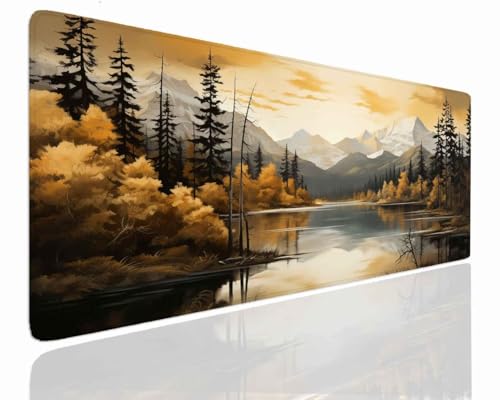 Gaming Mauspad XXL, Mousepad XXL 1400x700x4mm, Mouse Pad Wassxerdicht Anti-Rutsch Mauspad Groß Vernähte Kanten Mauspads Verbessert Präzision und Geschwindigkei Schreibtischunterlage Lake J-529 von Jdozfo