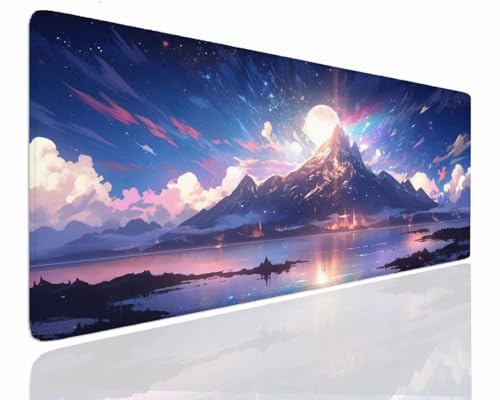 Gaming Mauspad XXL, Mousepad XXL 700x300x4mm, Mouse Pad Wassxerdicht Anti-Rutsch Mauspad Groß Vernähte Kanten Mauspads Verbessert Präzision und Geschwindigkei Schreibtischunterlage Moon J-650 von Jdozfo