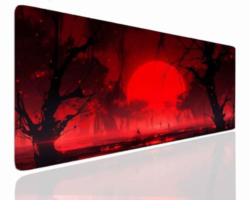 Gaming Mauspad XXL, Mousepad XXL 800x400x4mm, Mouse Pad Wassxerdicht Anti-Rutsch Mauspad Groß Vernähte Kanten Mauspads Verbessert Präzision und Geschwindigkei Schreibtischunterlage Tree J-1073 von Jdozfo