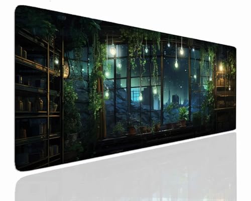 Gaming Mousepad XXL 100x50x0.4cm Mauspad XXL Gaming Groß Mouse Pad Desk Mat VernäHte Kanten Schreibtischunterlage Fenster Tischunterlage Large Schreibtisch Unterlegmatte Anti-Rutsch Mousepads J-1167 von Jdozfo