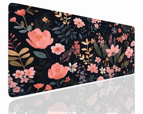 Gaming Mousepad XXL 100x50x0.4cm Mauspad XXL Gaming Groß Mouse Pad Desk Mat VernäHte Kanten Schreibtischunterlage Floral Tischunterlage Large Schreibtisch Unterlegmatte Anti-Rutsch Mousepads J-353 von Jdozfo