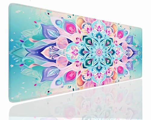 Gaming Mousepad XXL 120x70x0.4cm Mauspad XXL Gaming Groß Mouse Pad Desk Mat VernäHte Kanten Schreibtischunterlage Mandala Tischunterlage Large Schreibtisch Unterlegmatte Anti-Rutsch Mousepads J-616 von Jdozfo