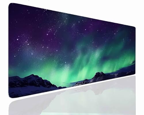 Gaming Mousepad XXL 120x70x0.4cm Mauspad XXL Gaming Groß Mouse Pad Desk Mat VernäHte Kanten Schreibtischunterlage Polarlicht Tischunterlage Large Schreibtisch Unterlegmatte Anti-Rutsch Mousepads J-56 von Jdozfo