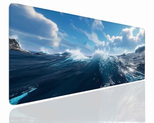 Gaming Mousepad XXL 80x30x0.4cm Mauspad XXL Gaming Groß Mouse Pad Desk Mat VernäHte Kanten Schreibtischunterlage Ocean Tischunterlage Large Size Schreibtisch Unterlegmatte Anti-Rutsch Mousepads J-707 von Jdozfo