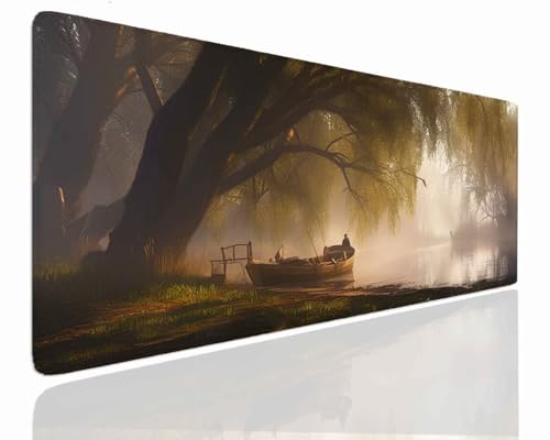 Gaming Mousepad XXL 90x60x0.4cm Mauspad XXL Gaming Groß Mouse Pad Desk Mat VernäHte Kanten Schreibtischunterlage Scenery Tischunterlage Large Schreibtisch Unterlegmatte Anti-Rutsch Mousepads J-921 von Jdozfo