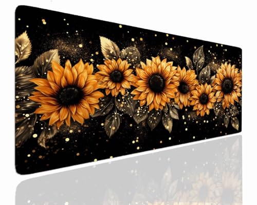 Mauspad Gaming Groß 1200x600x4mm Sunflower XXL Mousepad Groß Wassxerdicht Tischunterlage Speed Gaming Maus Tastatur Matte PC Laptop rutschfeste Gummibasis Mouse Mat für Office Home Gamer J-1012 von Jdozfo