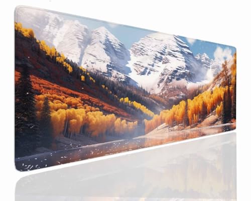 Mauspad Gaming Groß 1400x800x4mm Herbst XXL Mousepad Groß Wassxerdicht Tischunterlage Speed Gaming Maus Tastatur Matte PC Laptop rutschfeste Gummibasis Mouse Mat für Office Home Gamer J-64 von Jdozfo