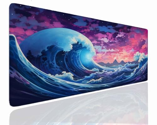 Mauspad Gaming Groß 1400x800x4mm Sea XXL Mousepad Groß Wassxerdicht Tischunterlage Speed Gaming Maus Tastatur Matte PC Laptop rutschfeste Gummibasis Mouse Mat für Office Home Gamer J-949 von Jdozfo