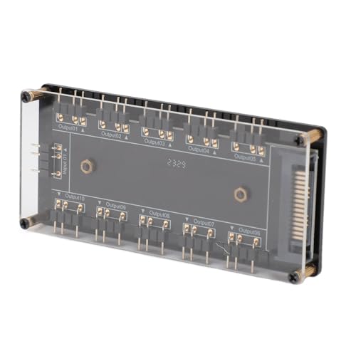 10-Wege-5-V-RGB-Splitter-Hub, ARGB-Hub 10-Port, RGB-Lüfter-Hub 10-Wege mit Acrylgehäuse, Motherboard-Kabel, Netzteil, Universelle Standard-5-V-3-PIN-ARGB-Schnittstelle von Jectse