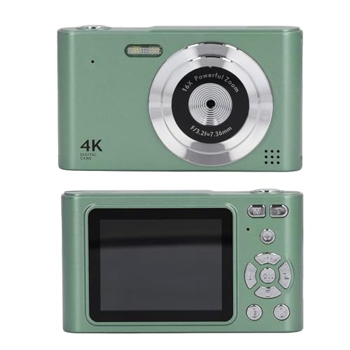 48MP 2,5K Digitalkamera, Vlogging-Kamera mit 16-fachem Digitalzoom, Autofokus-Reisekamera mit 2,4-Zoll-TFT-Bildschirm, Taschen-Digitalkamera mit Lautsprecher und Mikrofon (Green) von Jectse