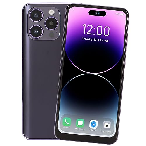 I15 Pro Max Entsperrtes Smartphone, 6,6 Zoll HD 4G LTE Face Unlocked Smartphone, 8 GB RAM 128 GB ROM Dual-SIM-Handy für Android 13, 8 MP 24 MP Dual-Kamera, 7000 MAh Akku (Purple) von Jectse