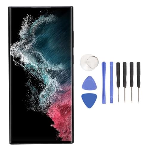 Jectse 6,8-Zoll-Bildschirmersatz für Galaxy S22 Ultra 5G SM S908U, 500ppi Multi-Touch-LCD-Display, Touch-Digitizer-Baugruppe mit Fingerabdrucksensor, Rahmen und Ersatzteilen von Jectse