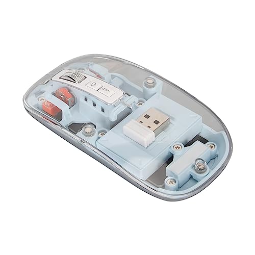 Jectse Bluetooth-Maus, 2,4 G Kabellose Maus, Dual-Modus, Transparent, mit Einstellbarer DPI und Buntem Atemlicht, Computermaus für Laptop (Blau) von Jectse