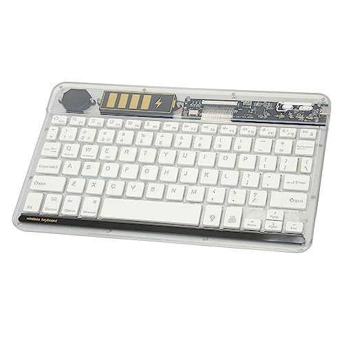 Jectse Bluetooth-Tastatur, 10-Zoll-ultradünne, Transparente Acryltastatur, Tragbare Kabellose RGB-Tastatur mit Hintergrundbeleuchtung, Verbindung Mehrerer Geräte (Weiss) von Jectse