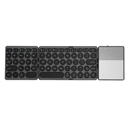 Jectse Faltbare Bluetooth-Tastatur, 64 Tasten, Volle Größe, Ultraschlanke Klapptastatur mit Touchpad, Runde Tastenkappen Im Retro-Stil, Kabellose Tastatur für Laptop, Tablet, Smartphone von Jectse