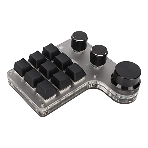 Jectse Makro-Programmiertastatur, 9 Tasten, Mechanische Gaming-Tastatur mit 3 Knöpfen, RGB-hintergrundbeleuchtete Einhändige Makro-Tastatur für Computer-Gaming-Software (Schwarz) von Jectse